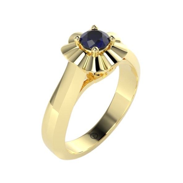 Zásnubný prsteň 14K biele zlato a modrý zafír  0.25 ct  099_A