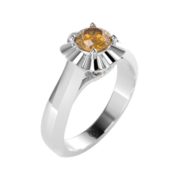 Zásnubný prsteň 14K biele zlato a ónyx  0.5 ct  099_A