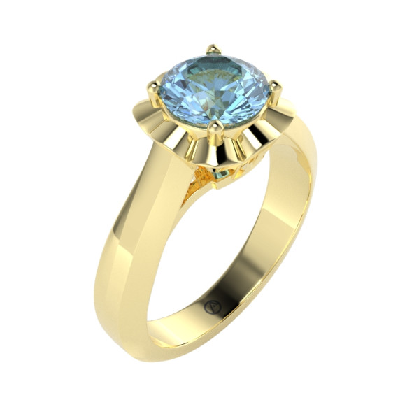 Zásnubný prsteň 14K biele zlato a topas sky blue  1 ct  099_A