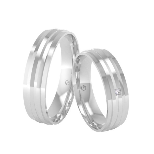 Svadobné obrúčky 14K biele zlato a diamant 50ZK101C1L_A_
