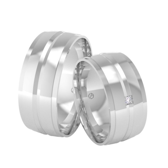 Svadobné obrúčky 14K biele zlato a diamant 80ZK101F1L_A_