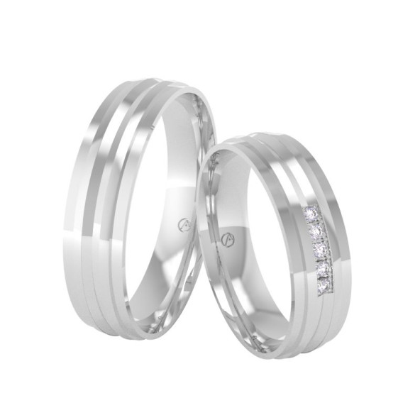 Svadobné obrúčky 14K biele zlato a diamant 50ZK101C5L_A_