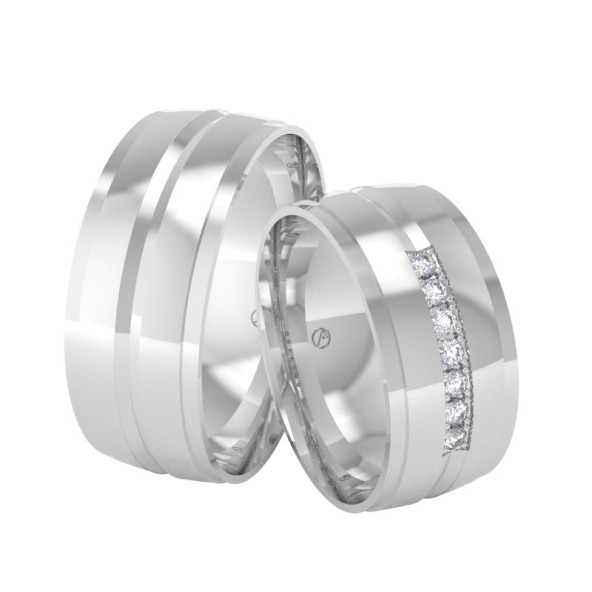 Svadobné obrúčky 14K biele zlato a diamant 80ZK101F7L_A_