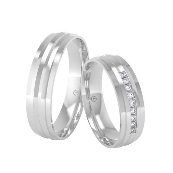 Svadobné obrúčky 14K biele zlato a diamant 50ZK101C9L_A_
