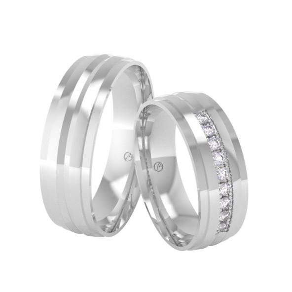 Svadobné obrúčky 14K biele zlato a diamant 60ZK101F9L_A_