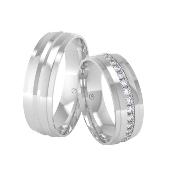 Svadobné obrúčky 14K biele zlato a diamant 60ZK101F15L_A_