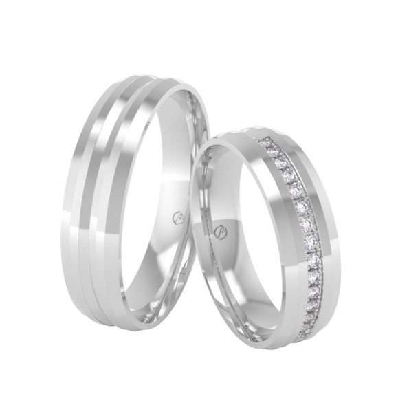 Svadobné obrúčky 14K biele zlato a diamant 50PK102C15K_A_