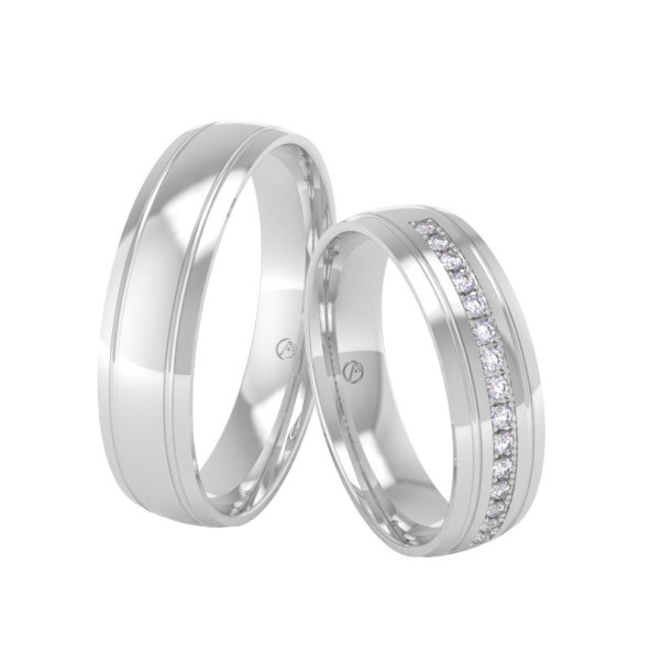 Svadobné obrúčky 14K biele zlato a diamant 50ZK101C15F_A_