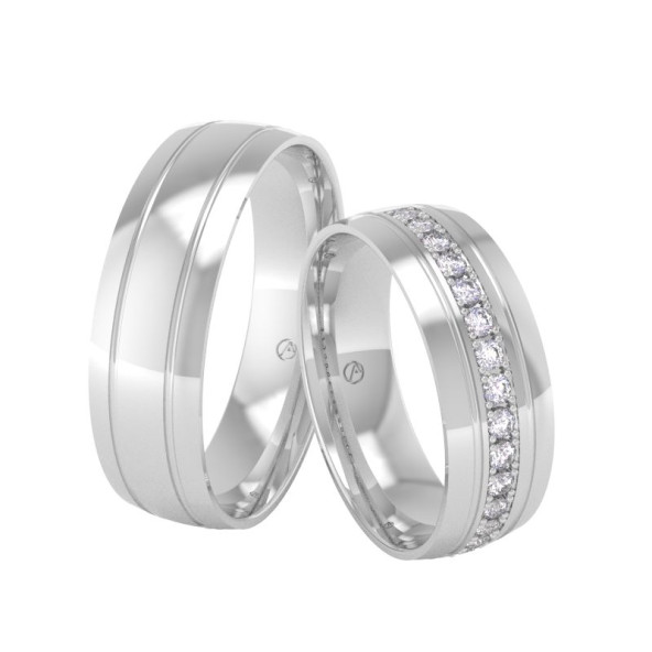 Svadobné obrúčky 14K biele zlato a diamant 60ZK101F15F_A_