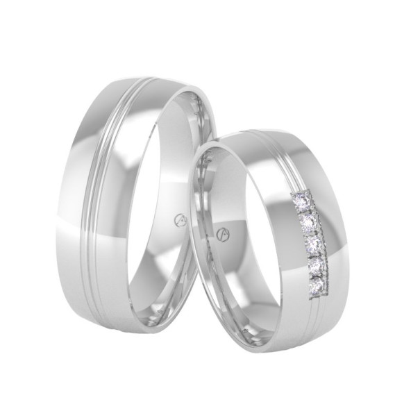 Svadobné obrúčky 14K biele zlato a diamant 60ZK101F5D_A_
