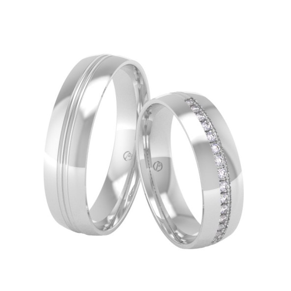 Svadobné obrúčky 14K biele zlato a diamant 50ZK101C15D_A_