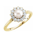 Prsteň Rikako s perlou a diamantmi