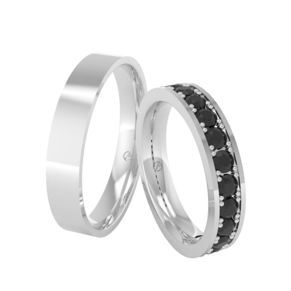 Svadobné obrúčky 14K biele zlato a čierny diamant 39PK110P12ZF_A