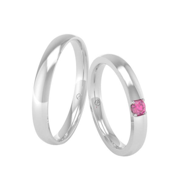 Svadobné obrúčky 14K biele zlato a ružový diamant 27ZK109R1ZF_A