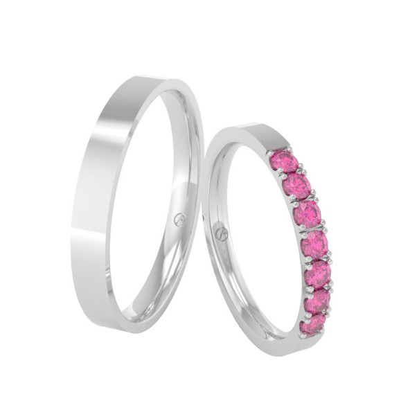Svadobné obrúčky 14K biele zlato a ružový diamant 22PK116M7ZF_A