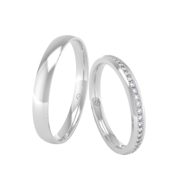 Svadobné obrúčky 14K biele zlato a zelený diamant 24PK108A26ZF_A