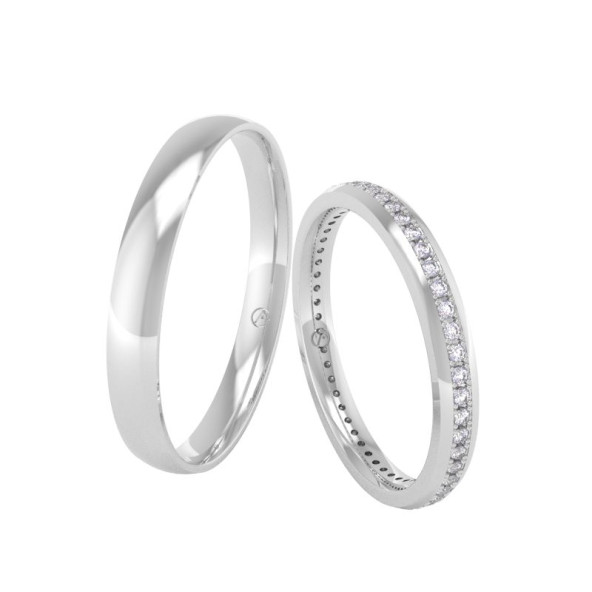 Svadobné obrúčky 14K biele zlato a zelený diamant 24ZK107A52ZF_A