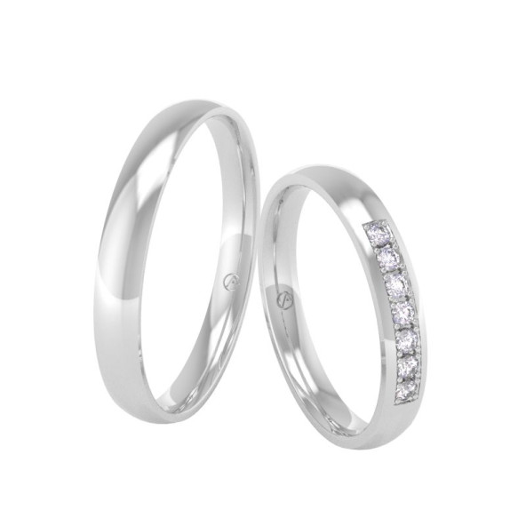 Svadobné obrúčky 14K biele zlato a zelený diamant 29PK106F7ZF_A