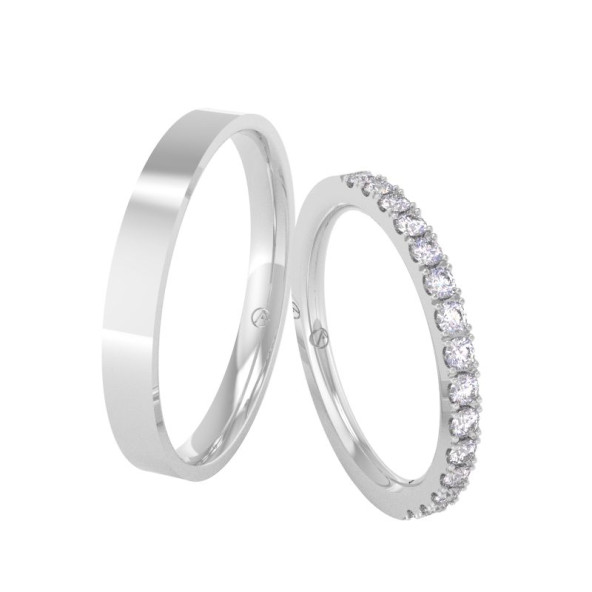 Svadobné obrúčky 14K biele zlato a zelený diamant 17PK112H15ZF_A