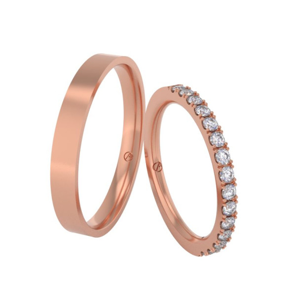 Svadobné obrúčky 14K biele zlato a zelený diamant 17PK112H15ZF_A