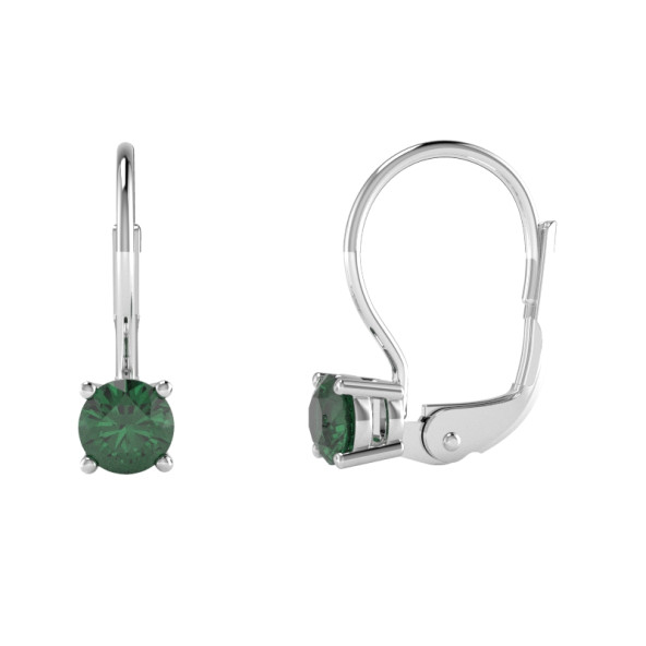 Náušnice 14K biele zlato a diamant zelený patent 0.29 ct 061_4,25_A