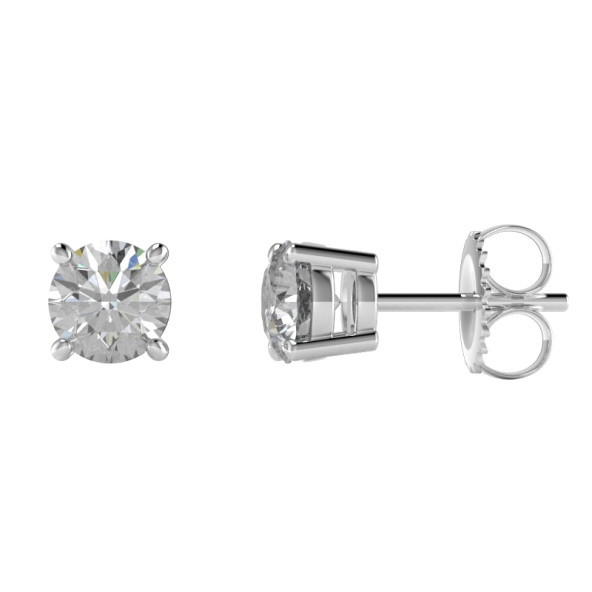 Náušnice 14K biele zlato a zirkón napichovacia puzeta 0.75 ct 061_5,75_A