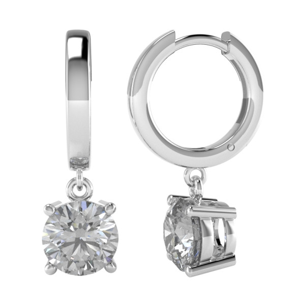 Náušnice 14K biele zlato a zirkón ruský vršok 1.5 ct 061_7,5_A