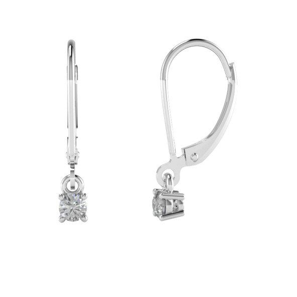 Náušnice 14K biele zlato a akvamarín ruský patent s kameňmi 0.13 ct 061_3,25_A
