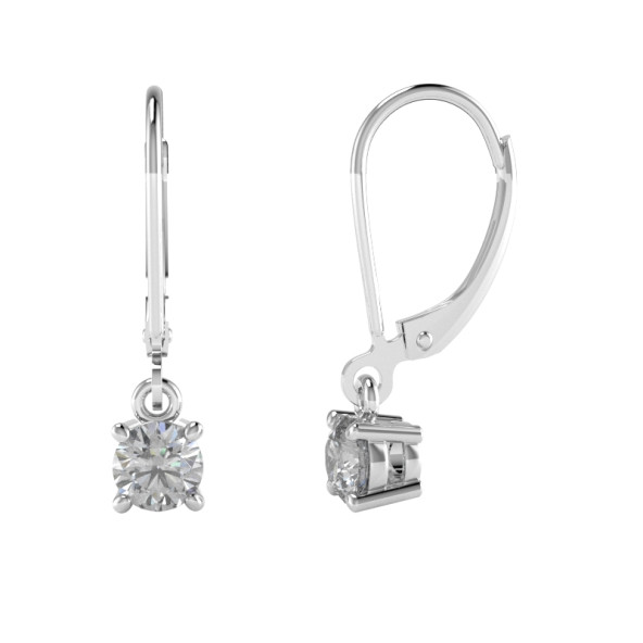 Náušnice 14K biele zlato a zirkón šrubovací balónik 0.4 ct 061_4,75_A