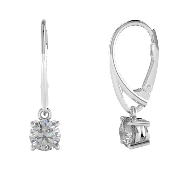 Náušnice 14K biele zlato a zirkón napichovacia puzeta 0.75 ct 061_5,75_A