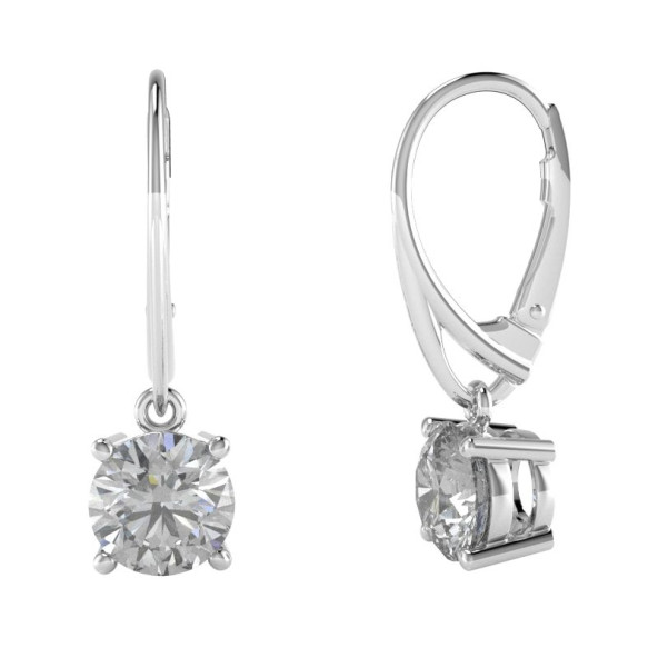 Náušnice 14K biele zlato a zirkón ruský vršok 1.5 ct 061_7,5_A